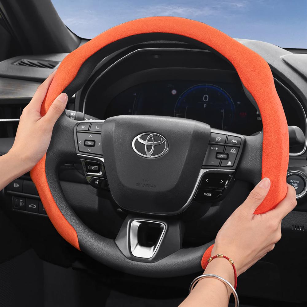 Suitable for Toyota Premium Suede Snap-On Steering Wheel Cover, Non-Slip and Durable Car Accessories, Modified Yaris Auris Chr Corolla Rav4 Hilux Wish