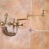 Wall Mounted Foldable Kitchen Faucet  Antique Bronze Pot Filler Tap Hot and Cold Single Hole Sink Tap Rotate Folding Spout Brass