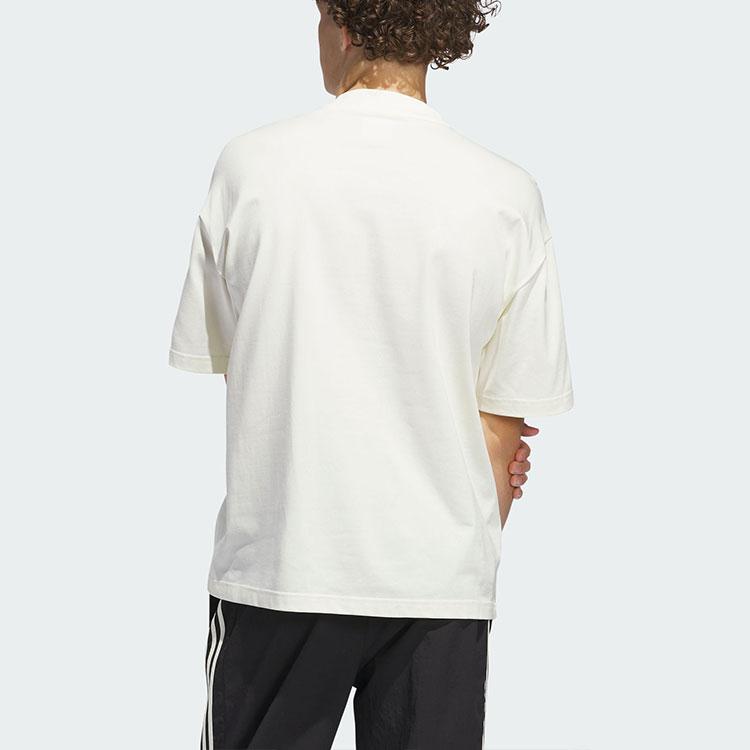 Adidas Originals Basketball Classic Tee American Retro Print Unisex Tops Ivory-White IR6383