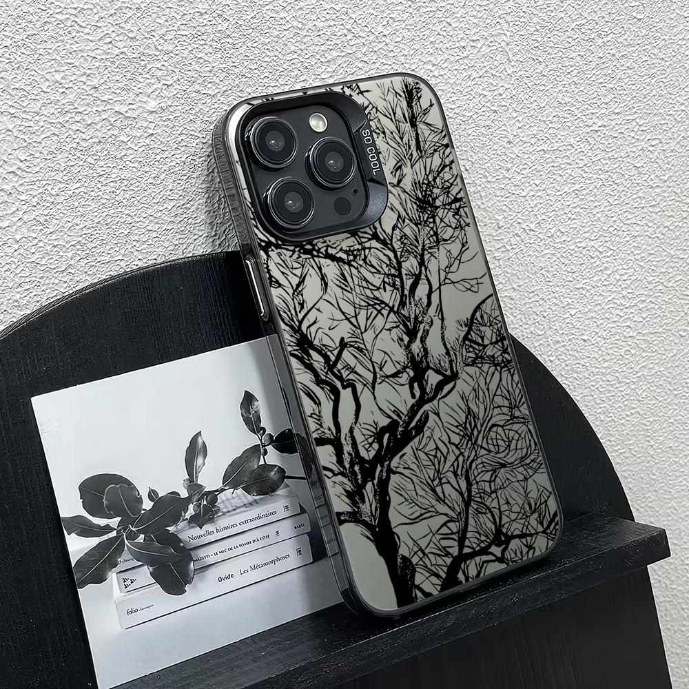 Branch Fork Design Pattern Phone Case Suitable for iPhone 17 16 15 14 13 12 11 Pro/Max/Plus Anti Drop and Shockproof Back Cover