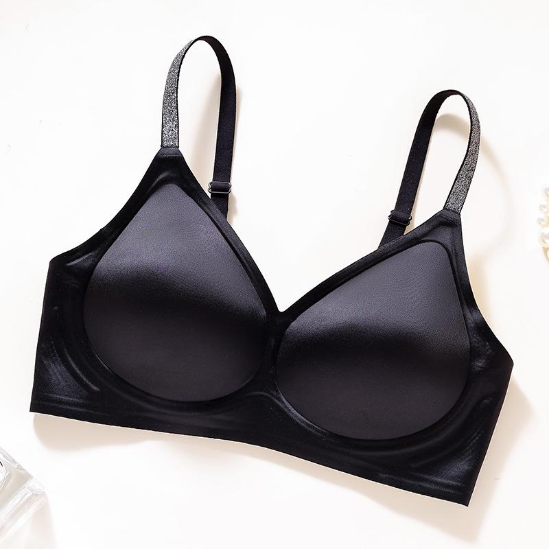Satin Jelly Soft Support Wire-Free Push-Up Bra with Fixed Cups and Smooth Beautiful Back