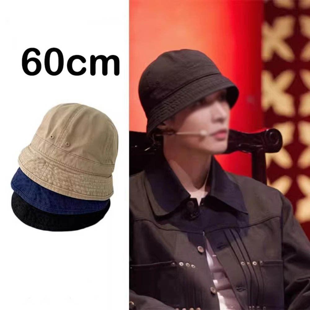 Fashion Retro Bucket Hat Japanese Style Short-brim Fisherman Cap Big Head Circumference Sunshade Hat Unisex