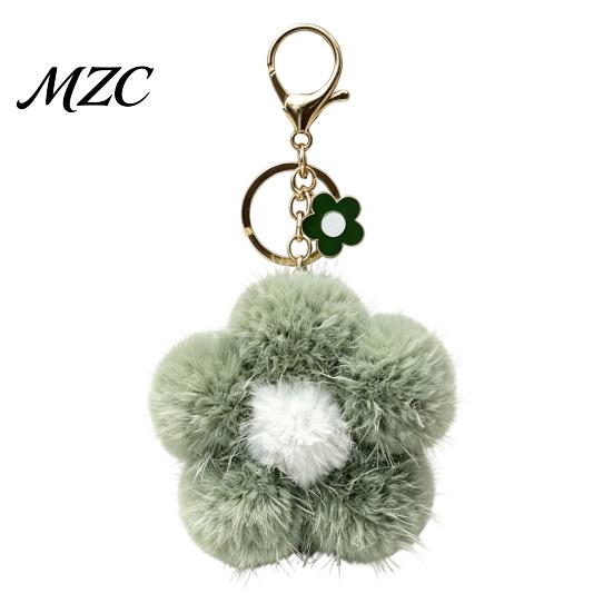 Plush Flower Keychain for Backpack, Fuzzy Floral Keyring Key Chain Bag Charm, Women Girls Handbags Decorative Accessory Aesthetic Purse