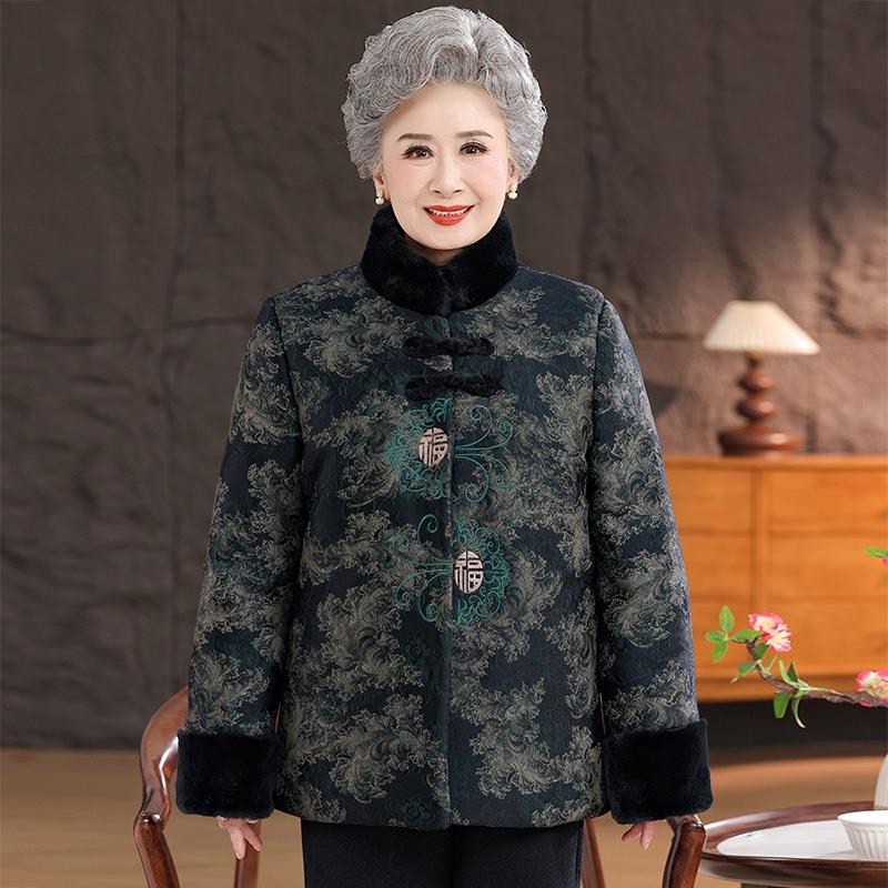 

Зимняя одежда с бархатной хлопковой подкладкой, зимнее пальто жены, старая толстая ватная куртка для тепла 6XL [Recommended 160-82.5 kg]