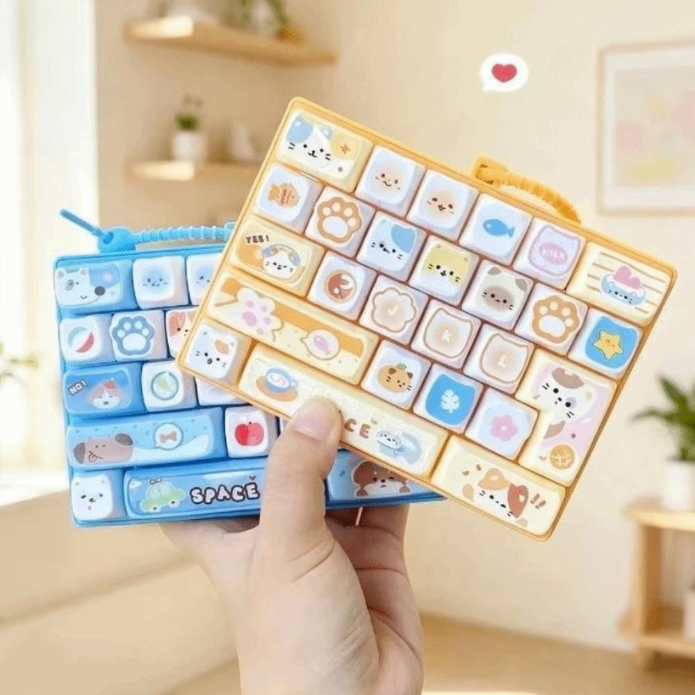 Animals Theme Mechanical Keyboard Pressable Keys Candy Color Keycap Keychain Desk Accessory