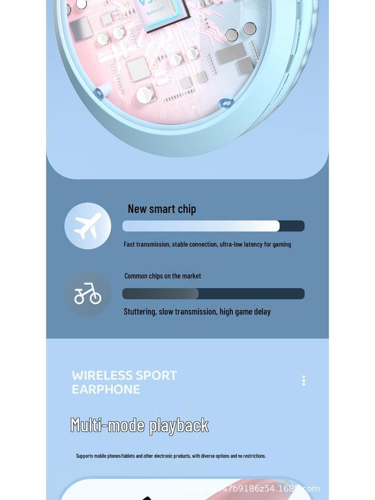 V5pro Gradient Color Bluetooth 5.1 Over-Ear Headset