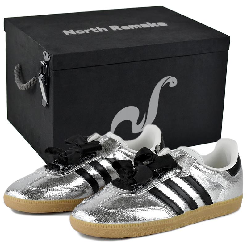 adidas Оригінали SAMBA OG Німецькі армійські кросівки Жіночі низькі Чорний/Сріблястий JR0035(Team96-S-BOX)