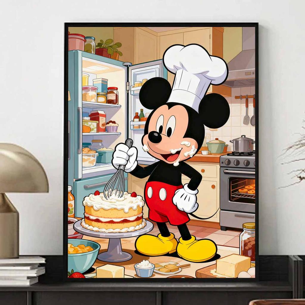 Disney Diamond Painting Kit DIY Round Home Wall Decor Adult Handmade Gift Mickey Baking Cake Art