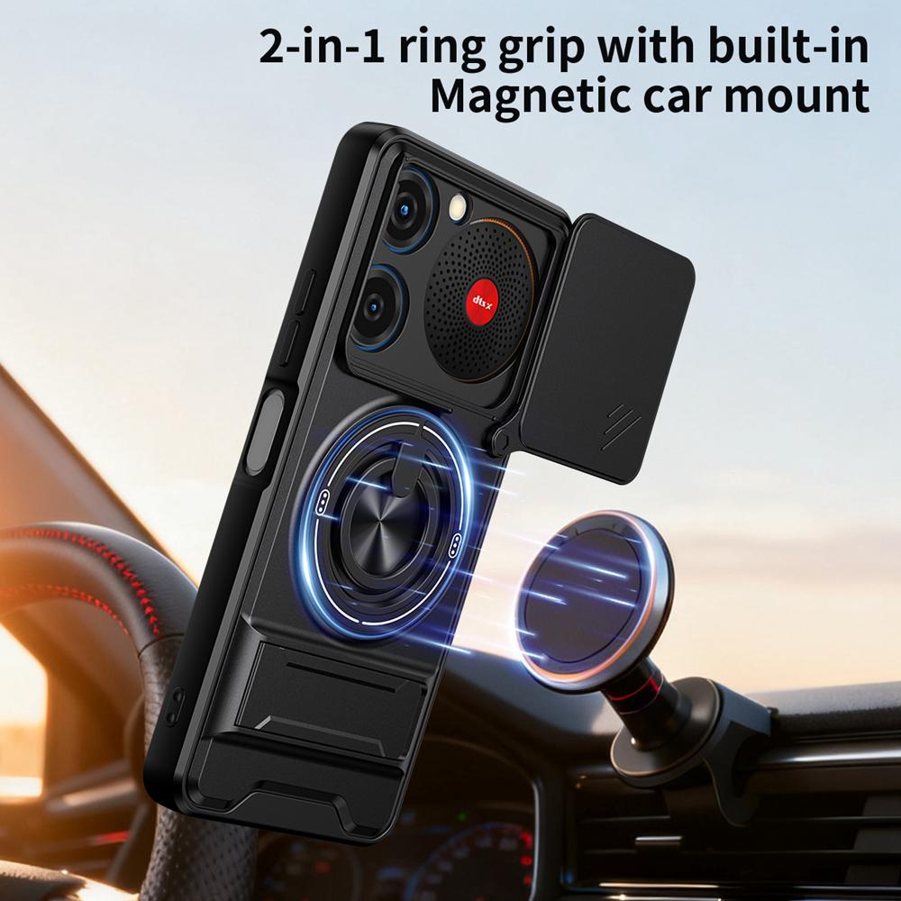 KEYSION Magnetic Phone Case for ZTE nubia Music Slide Camera Protection Upright Kickstand Shockproof Back Cover for Nubia Music