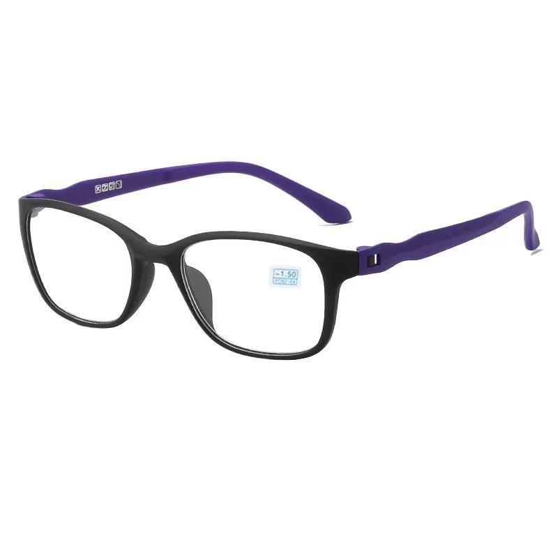 

Unisex TR90 Myopia Glasses Black Ultra Light Eyeglass Frame Blue Light Blocking 0-0.5 To -6.0 For Men Women -1.5
