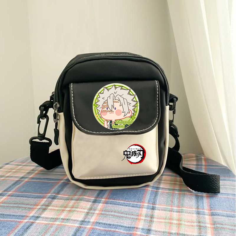 Giappone cartoni animati fumetti Demon Slayer borsa a tracolla casual portamonete color-block custodia per telefono 7566