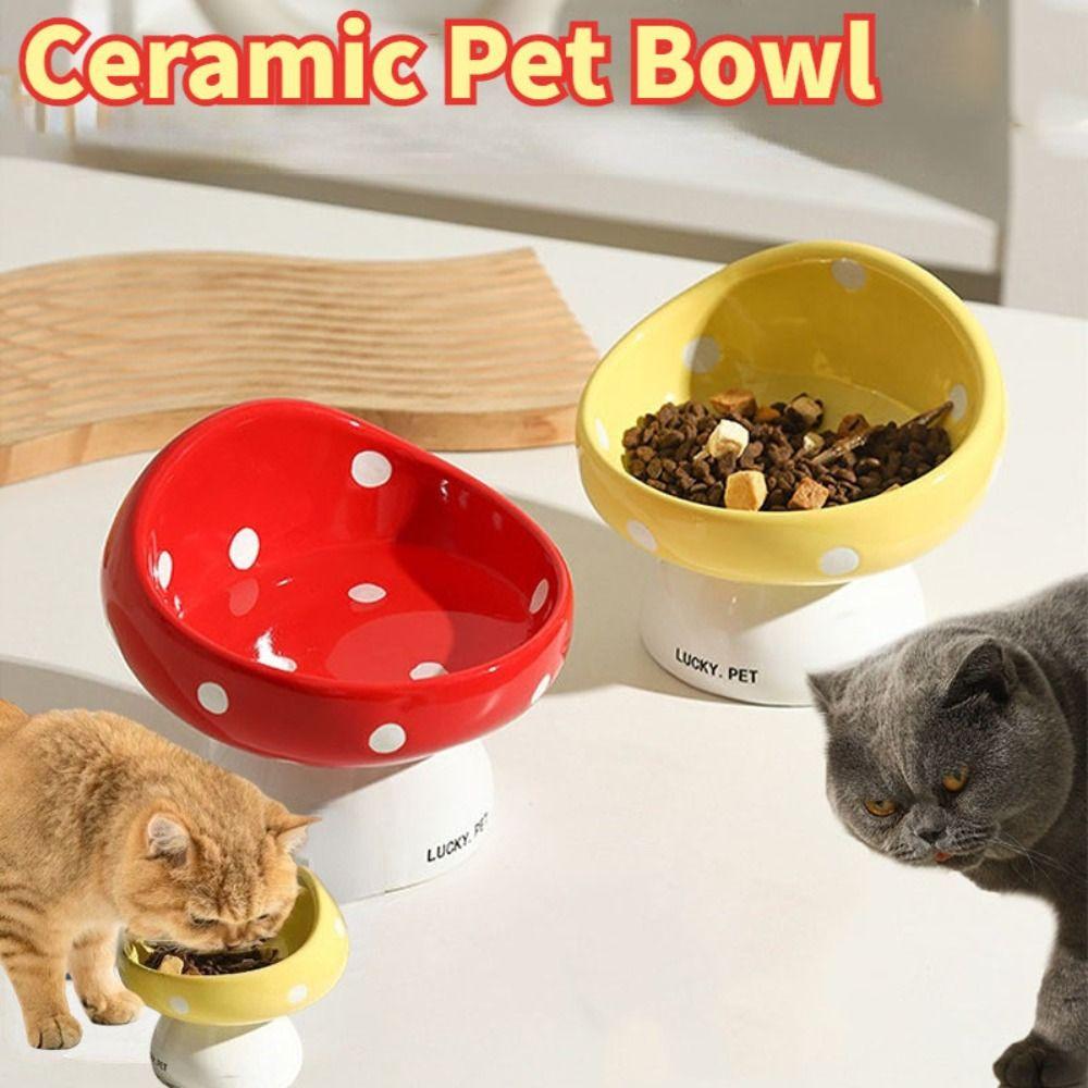 Keramik Haustier Hochfußnapf Schrägmaul Haustier Trinknapf Futterspender Niedlicher Katzennapf Wasserbehälter