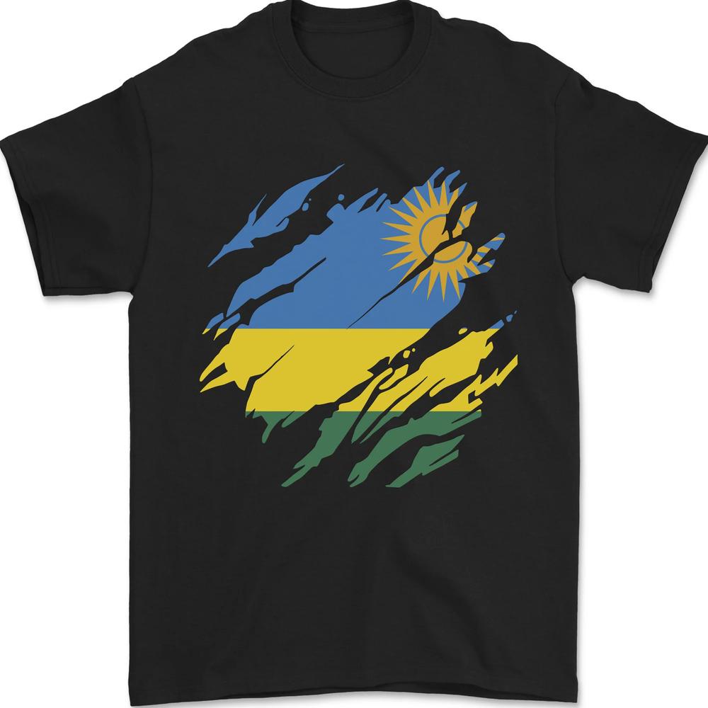 Torn Rwanda Flag Rwandan Day Football Mens T-shirt Cotton XXXL