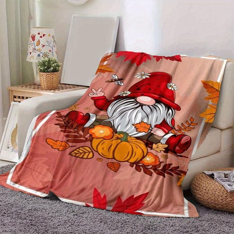 1pc Christmas Dwarf Printing Lightweight Flannel Blanket, Comfortable and Warm Blanket, for Camping Sofa Bed and Couch Office, Gift Blankets in All