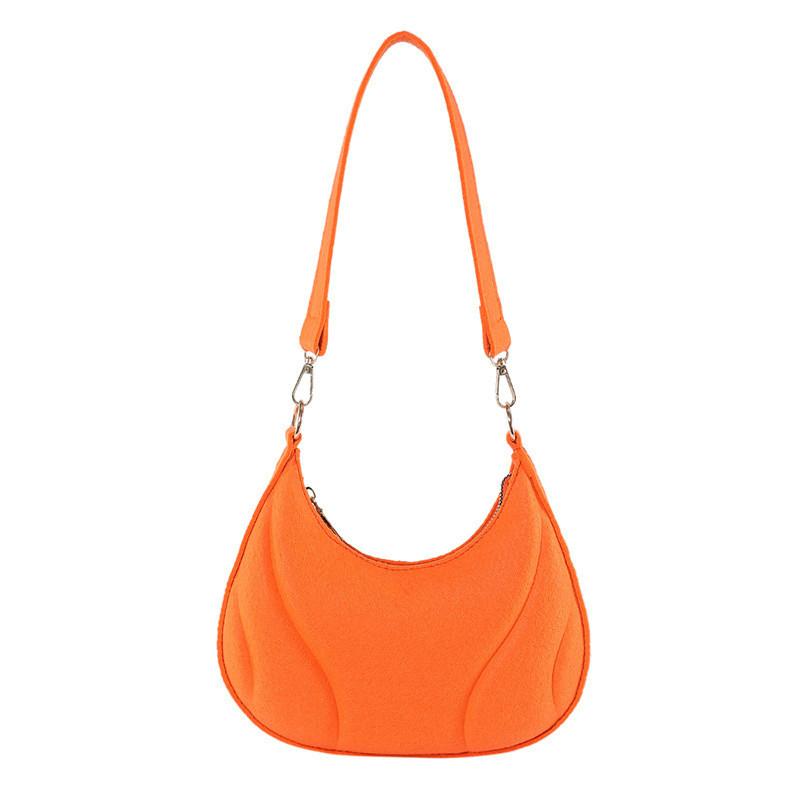 Fashionable Embossed Felt Shoulder Bag For Women 2023 Winter New Arrival Street Style оранжевый