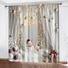 2 pieces - Christmas printed curtains with snowman and tree patterns   home decoration   room decoration
