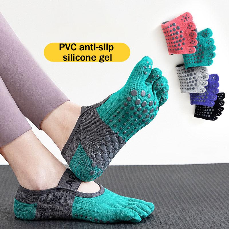 Anti-slip Sport Grip Yoga Socks Summer Lightweight Fitness Floor Socks for Pilates - Anti-slip Five-finger Socks Spandex / Cotton&Women чёрный