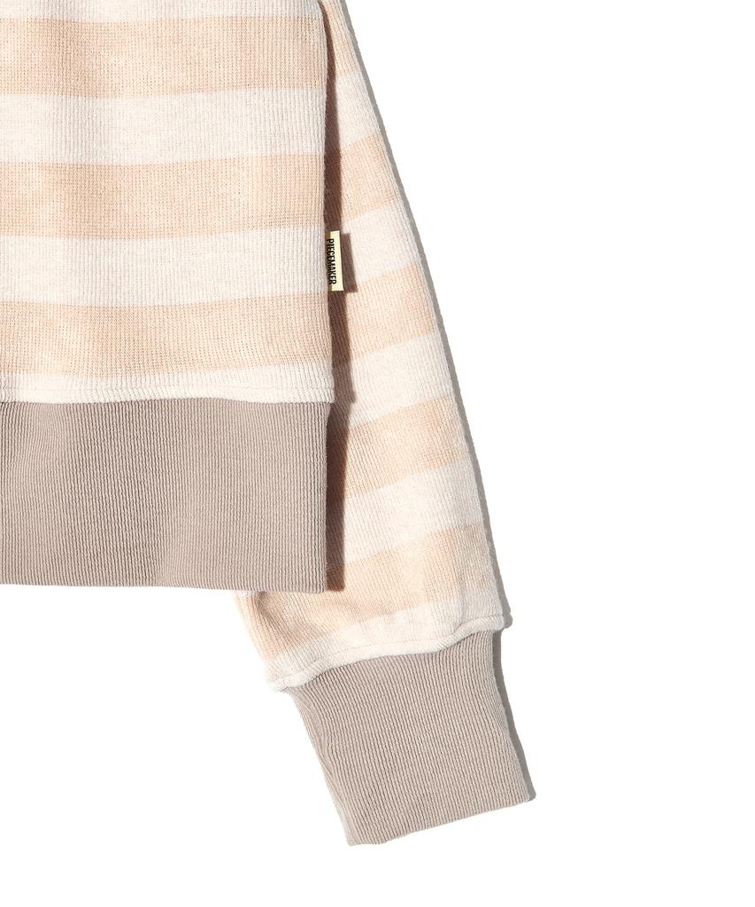PEACE MAKER Stripe V Neck Collar Knit (Beige)