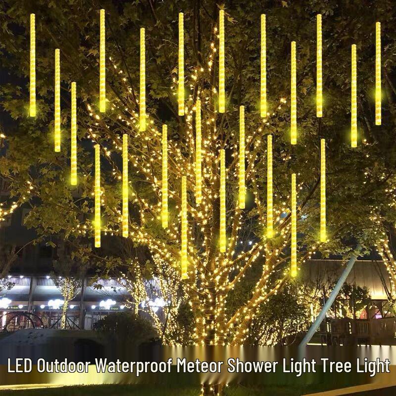 Colorful LED Solar Meteor Shower String Lights for Outdoor Hanging Decoration