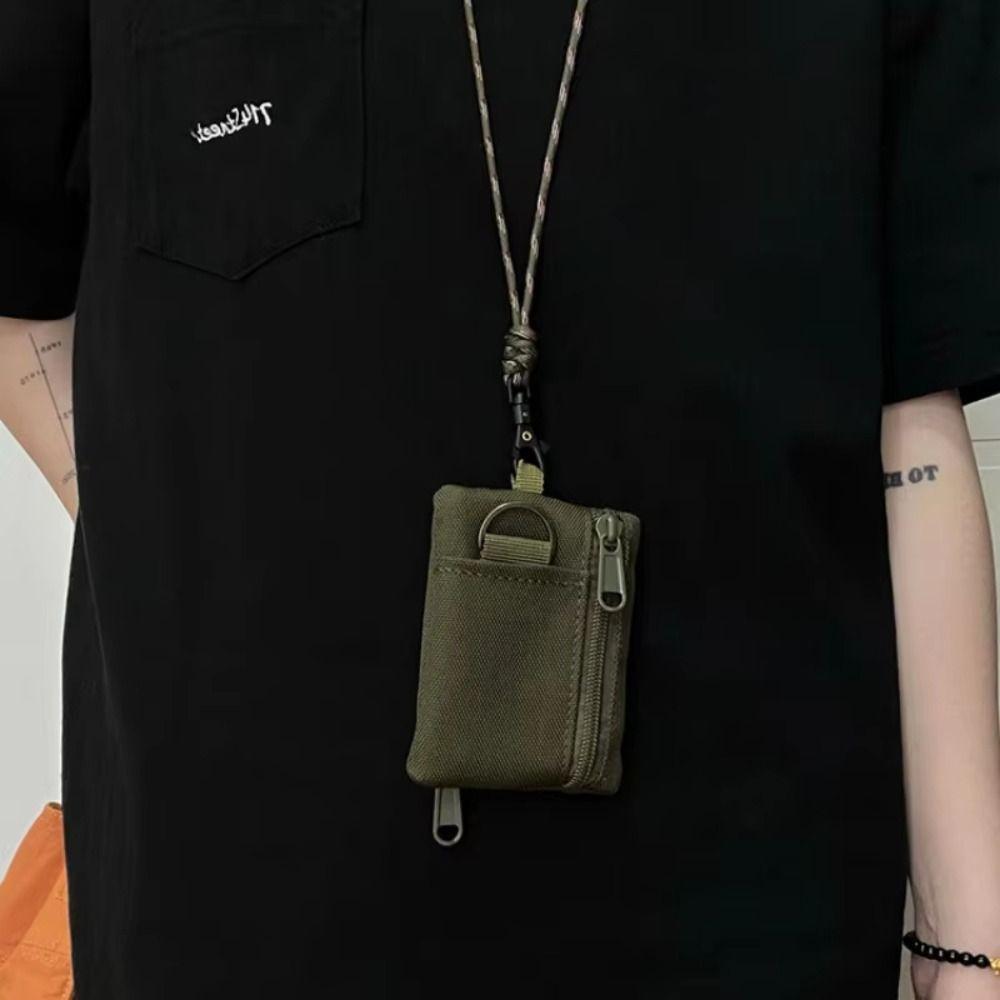 Casual Oxford Cloth Mini Wallet Zipper Small Card Holder Portable Hanging Neck Coin Purse Sports