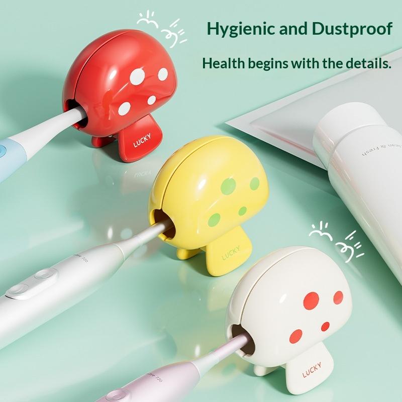 Mushroom-Design Toothbrush Cover With Dust Cap Brush Protective Cover Portable Plastic Clip For Home Travel Use Compact