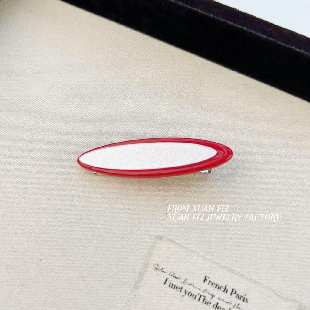 High-End Oval Acetate Duckbill Hair Clip in Willow Leaf Shape - Fashionable Side/Bangs Accessory for Women