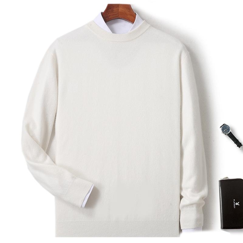 New Semi-turtleneck Cashmere Sweater Men's Thickened Sweater Solid Color Long-sleeved Wool Knitting