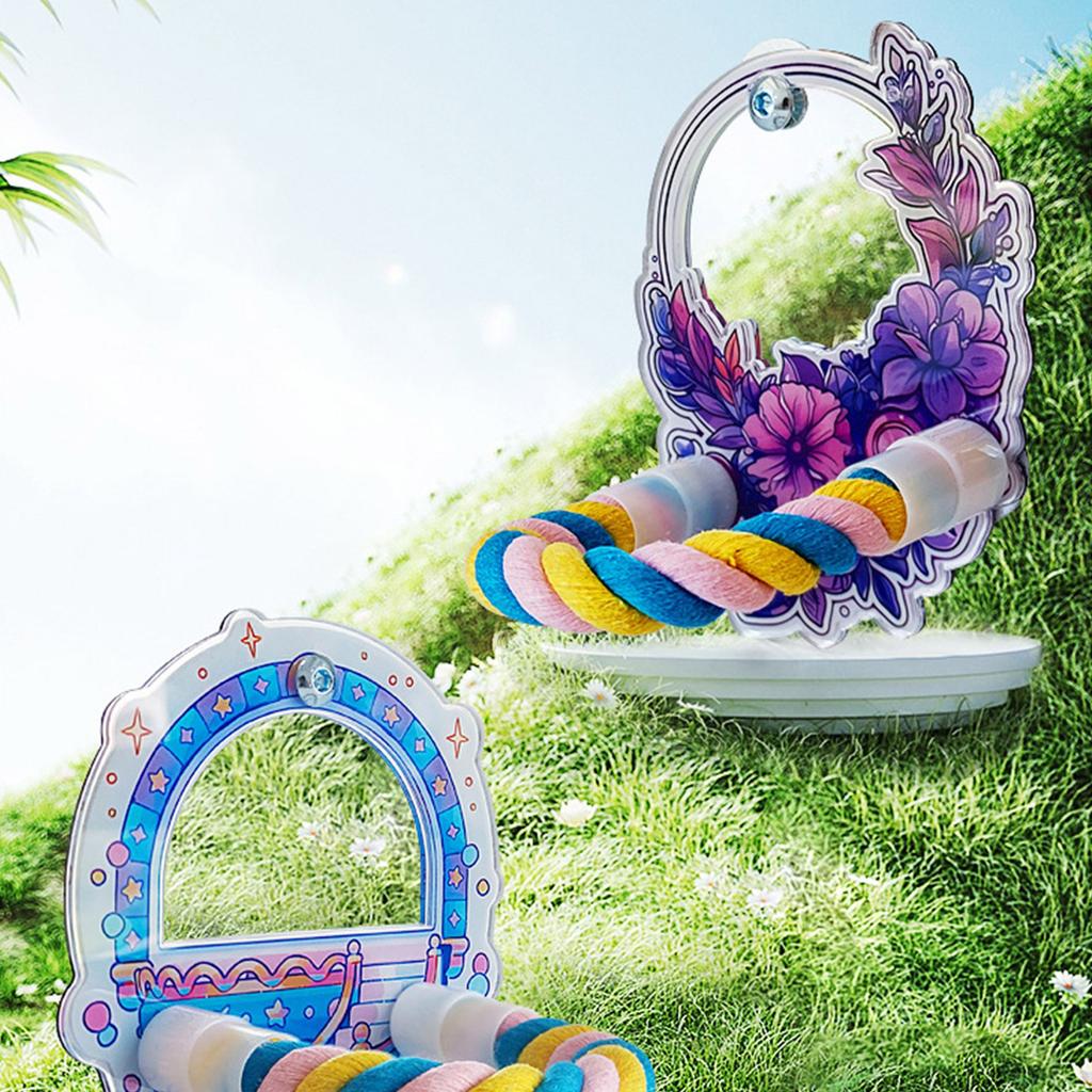 Parakeets Perch Birdcage Mirror Toy for Parrots Birdcage Playstand for Cockatiels Budgies Standing Perch Bird Cage Toy