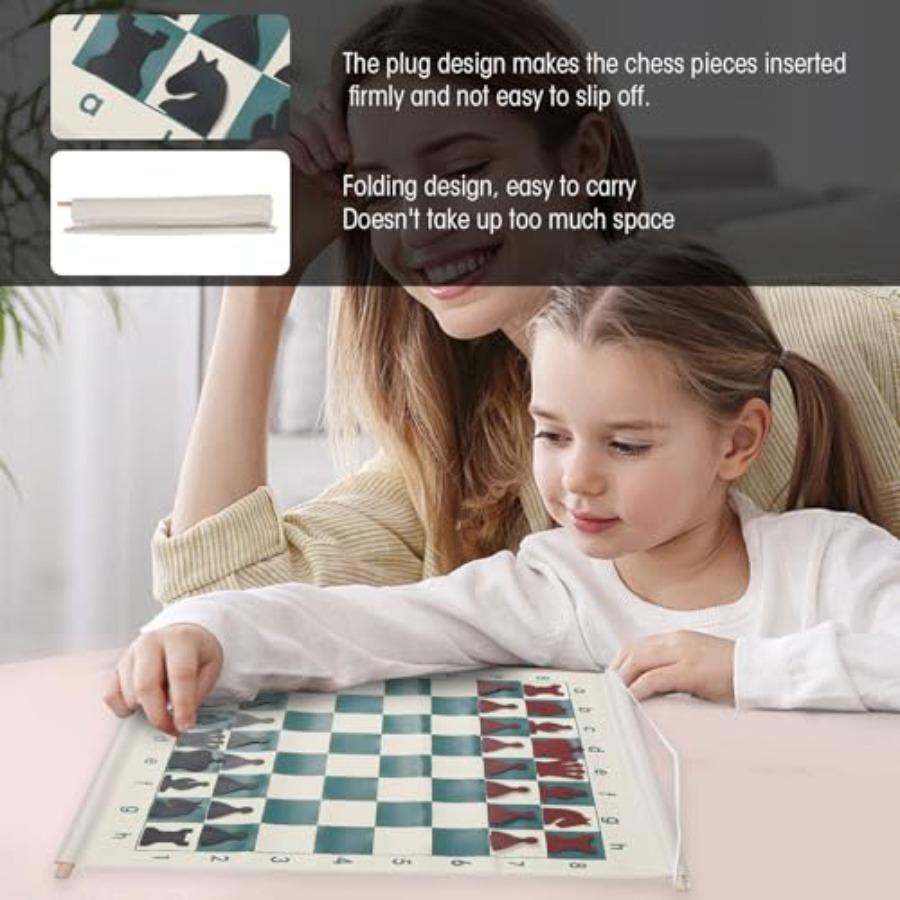 Przenośny Składany Zestaw Tablicy Demonstracyjnej do Szachów z 32 Szachowymi Figurami z Gniazdami dla Łatwej Nauki i Praktyki w Szkołach Szachowych Cl