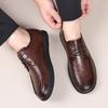 Fashion Trendy Men's Casual Shoes lace up Simple Men's Retro Leather Shoes lace up oxfords Elegant Formal Commuter men Work Shoes