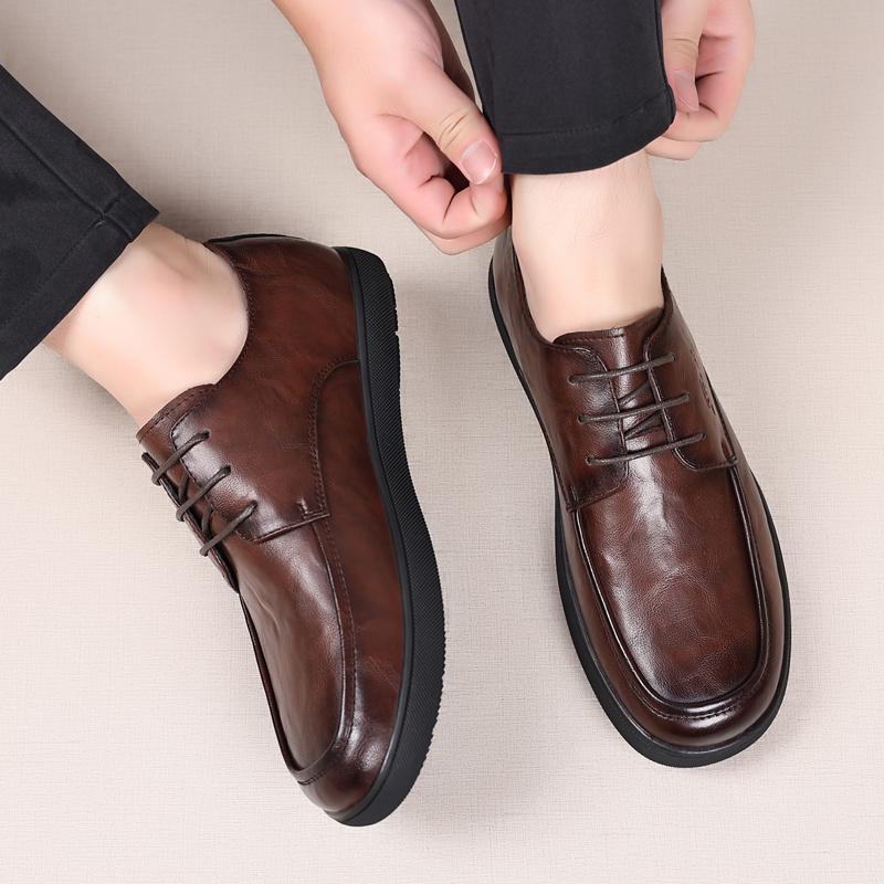 Fashion Trendy Men's Casual Shoes lace up Simple Men's Retro Leather Shoes lace up oxfords Elegant Formal Commuter men Work Shoes