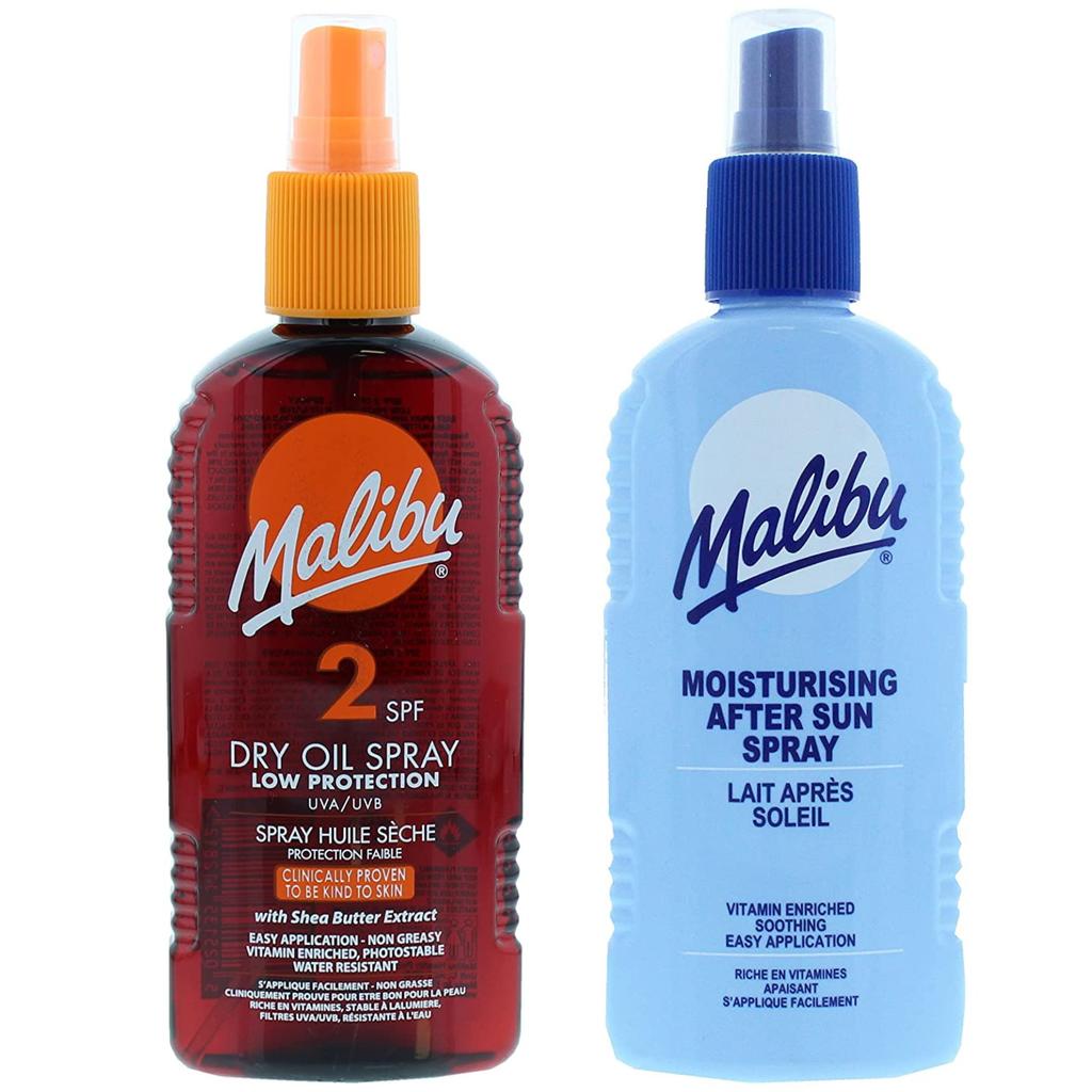 Malibu SPF2 Tanning Oil 200ml + After Sun Spray Balm 200ml