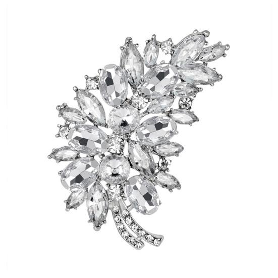Женская брошь Легкая Цветочная гроздь Сверкающий кубический цирконий Вставная брошь-булавка Свадебные Вечерние Формальные Аксессуары