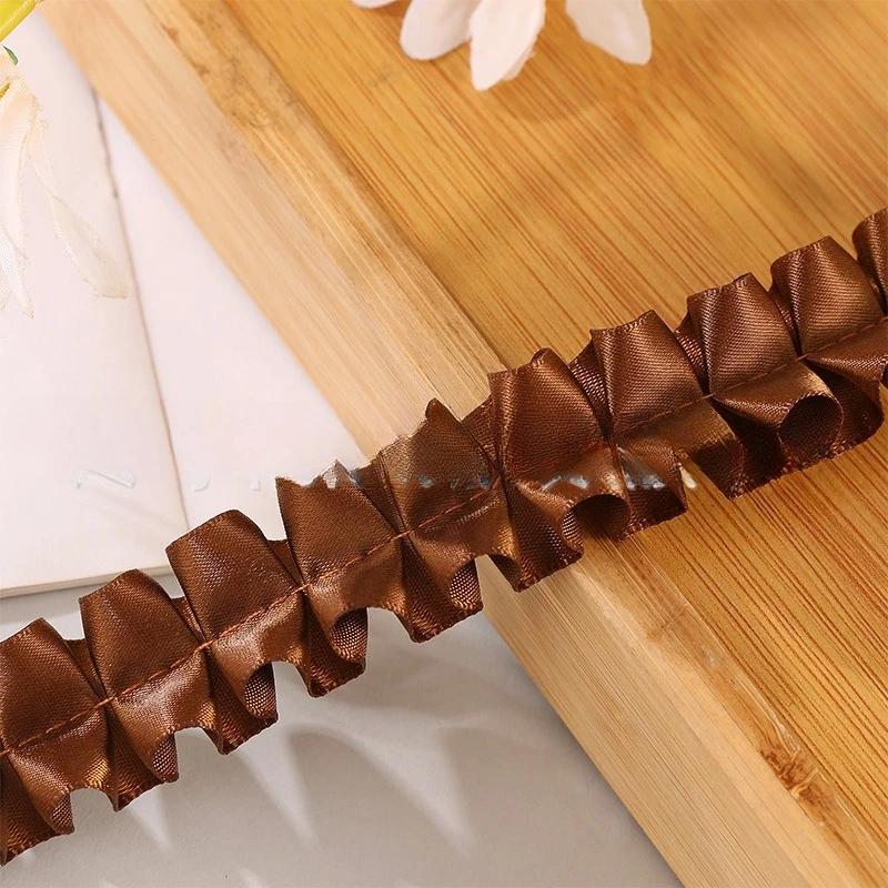 40Meter 25MM Single Color Double Lace Fold Lotus Leaf Skirt Edge Ruffled Flounces Bows Ribbon Hair DIY Handmade Material 40Meter