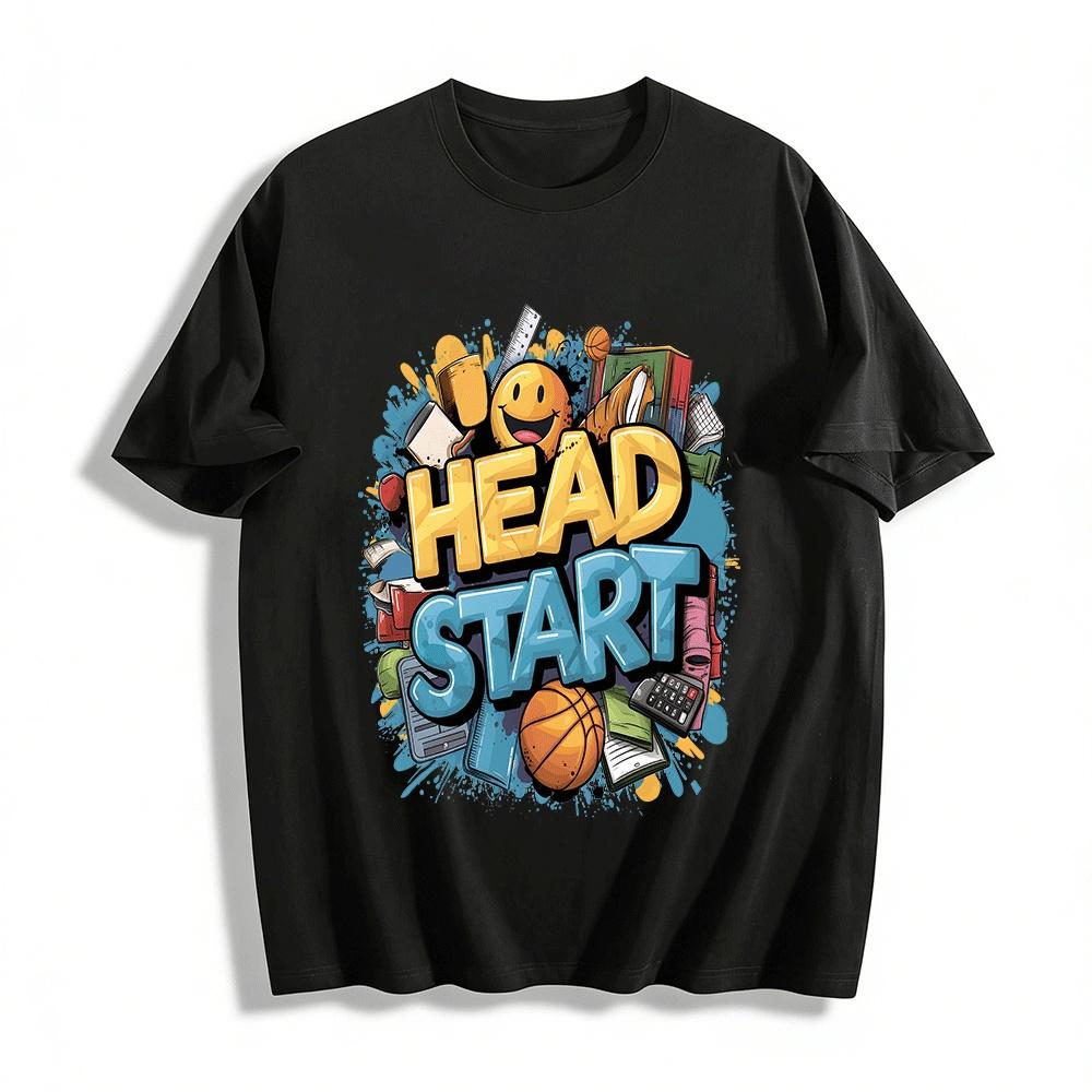 

Back To School Head Start Graphic Casual Tee For Kids Teens Pure cotton T-shirt XXS