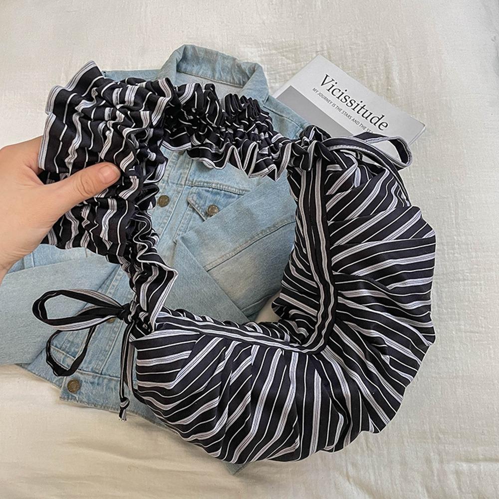 

Korean Style Stripe Pleated Bag Dumpling Bag Nylon Messenger Pouch Lace Crossbody Bag Streetwear чёрный