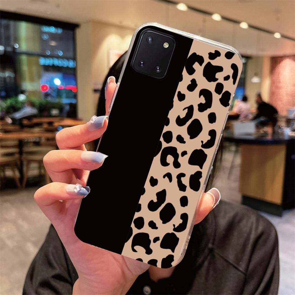 

Phone Case For Samsung Galaxy Note 10 Lite Pro S9 S10 Plus S10E Clear Transparent Artistic Marble Black Cow Leopard Print Cover Samsung S9 Plus