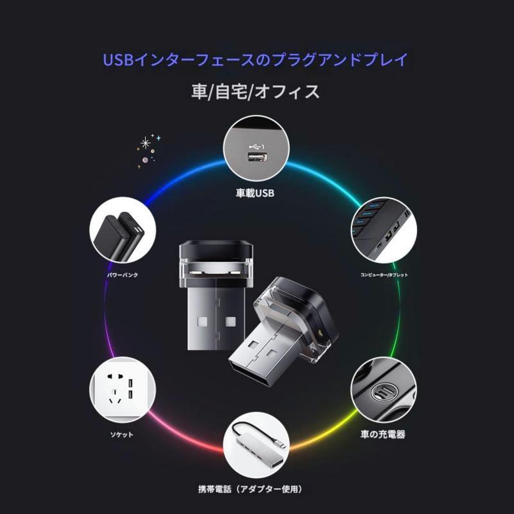 Skalak Car Decoration Light LED Ambient Light USB Mini Car Lighting Light (Blue)