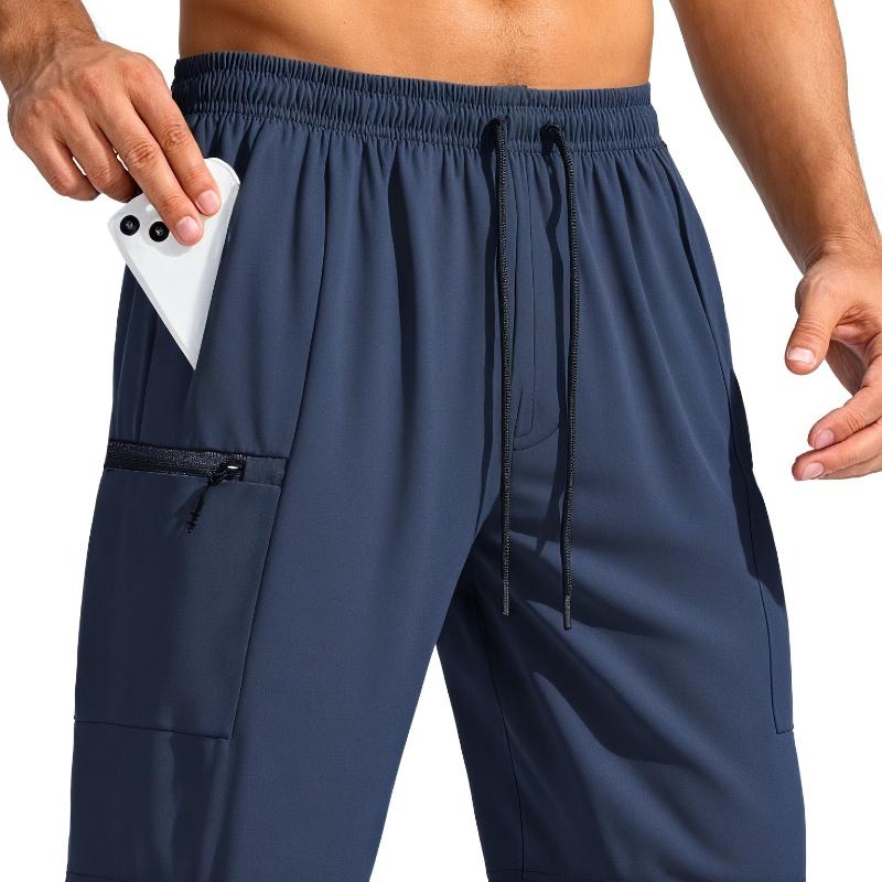 Pantaloncini da Trekking Leggeri ad Asciugatura Rapida da Uomo con Tasche con Zip - Pantaloncini Traspiranti per Palestra, Corsa, Sport all'Aperto