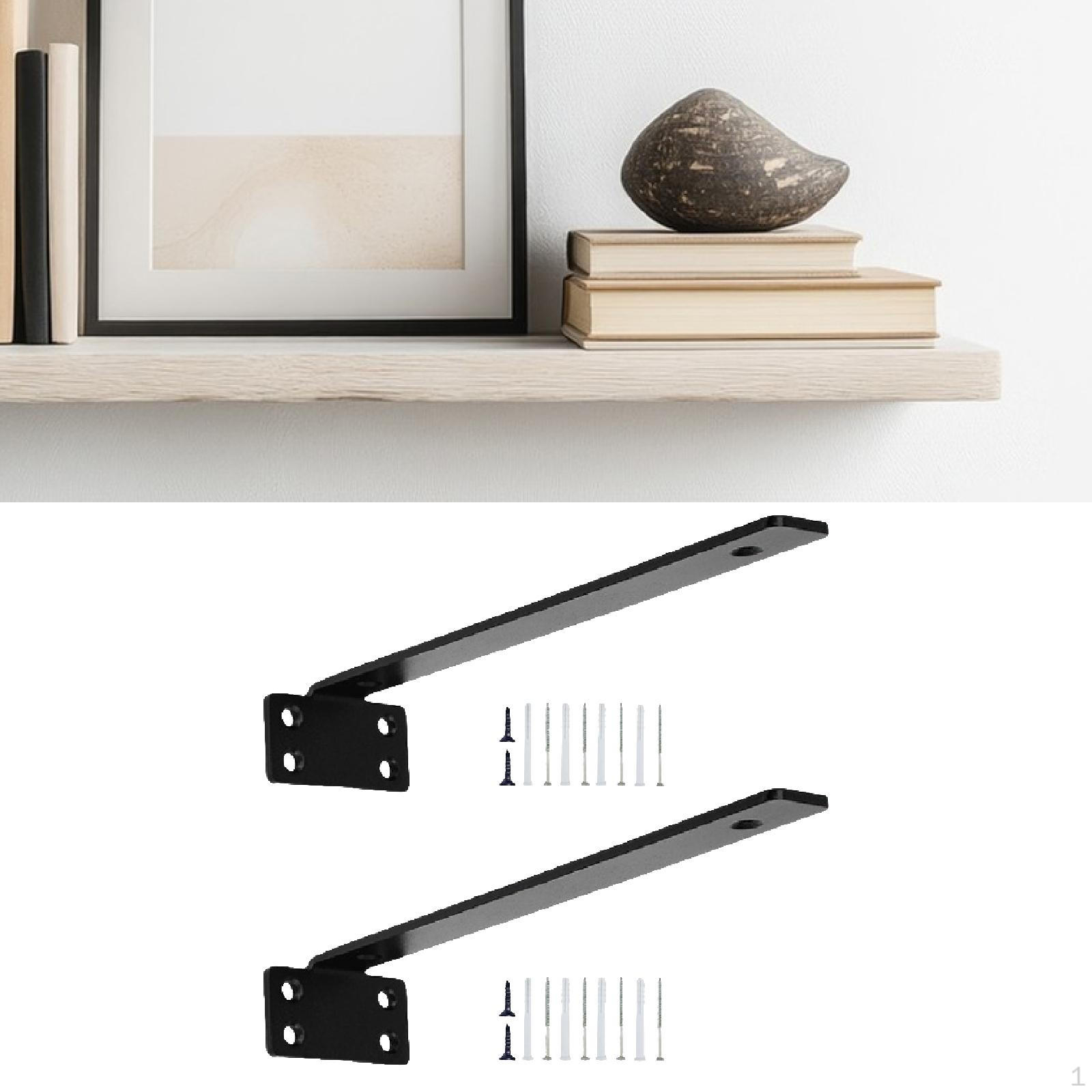 

Shelf Brackets Decorative Metal Holder Wall Mounted Heavy Duty Invisible Support Easy Black 25cmx4cmx6.5cm