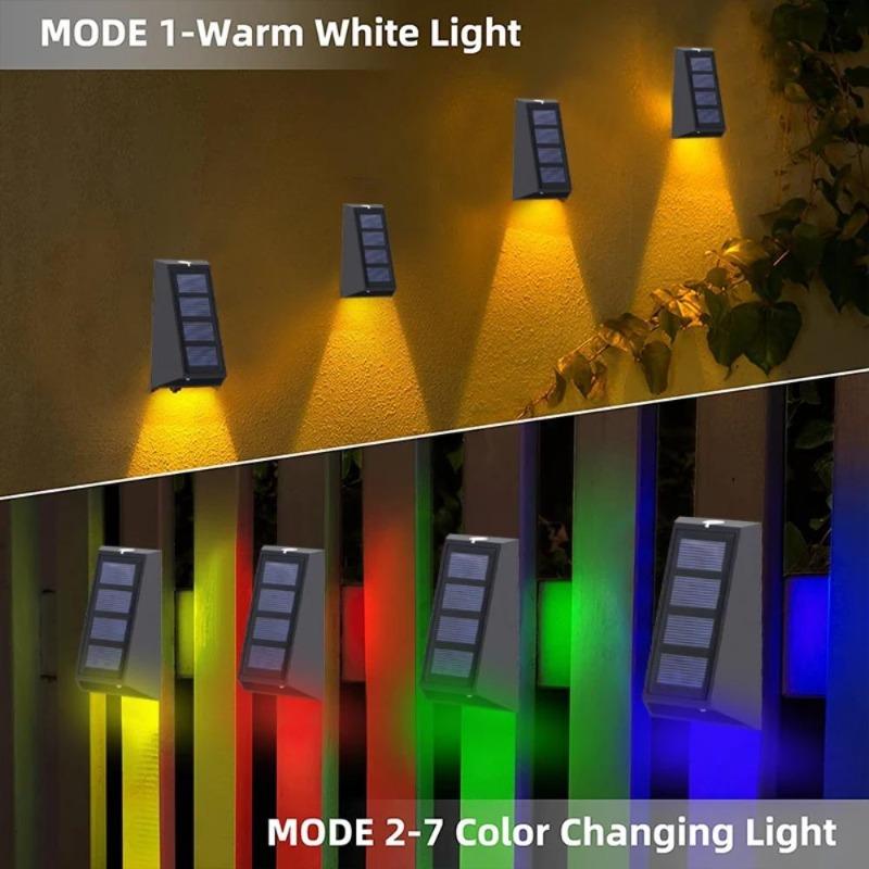 Decoration Solar wall lamp Led solar lights RGB Color Changing Waterproof Wall Lamp Solar Lighting For Walkway Fence Stairs