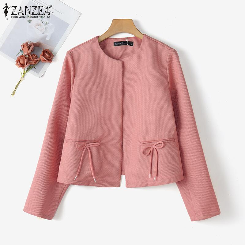 

ZANZEA Womens Casual Round Neck Long Sleeve Spring Cardigan Thin Outwear S