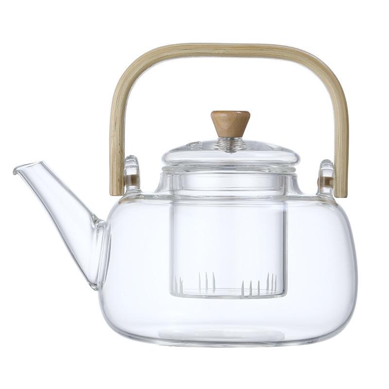 Home Office Electric Pottery Stove Heating Tea Boiler Wooden High Borosilicate Glass Steaming Double Inner Liner Teapot Lifting Beam Pot