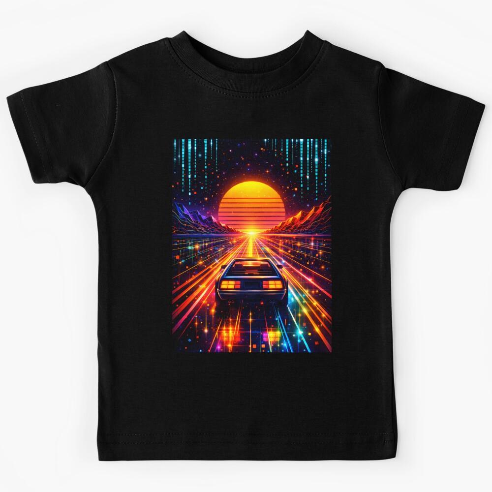 Synthwave Sunset Drive - Outrun Aesthetic Neon Highway Kids T-Shirt 150