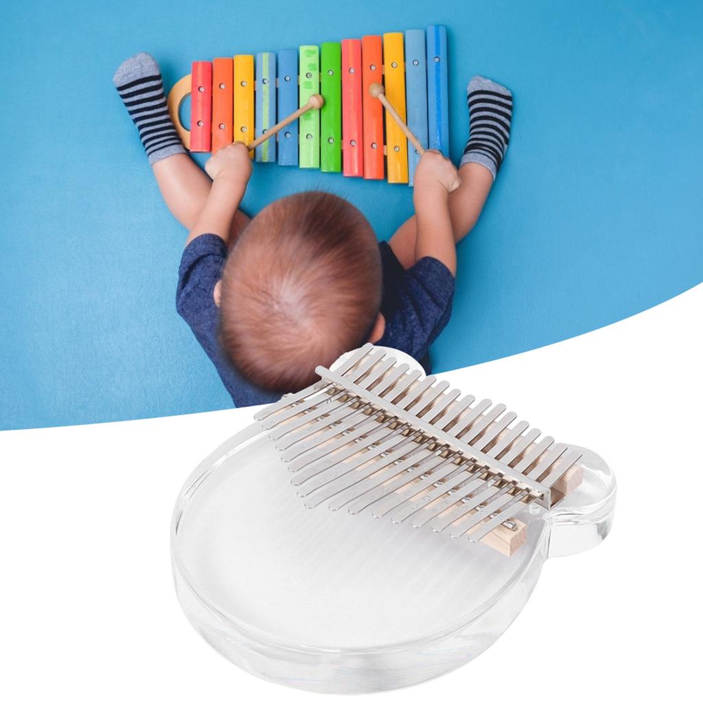 Kalimba Thumb Piano Transparent Acrylic Kit 17 Key Beginner Music Instrument with Bag