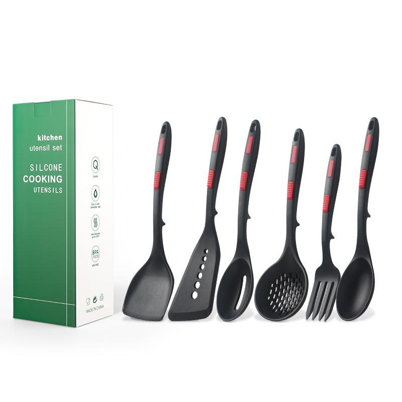 Set 6 Utensili da Cucina in Silicone Antiaderente Spatola Crema Burro Coltello Raschietto Pennello Olio Frusta Clip per Alimenti Utensili da Cucina