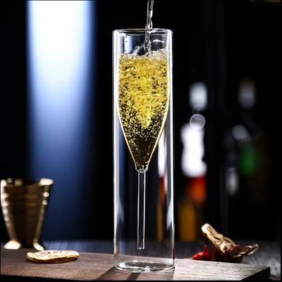 Sklenice na šampaňské s dvojitou stěnou - Elegantní křišťálový design Tulipánové a flétnové sklenice na svatby, koktejly a přípitky, Odolné proti rozbití