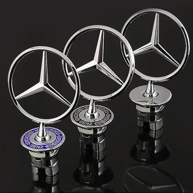 CEV5   3D Car Front Bonnet Hood Emblem Round Zinc Alloy Badge For Mercedes Benz C E S Class W204 W205 W212 W213 W211 W220 W222 W223
