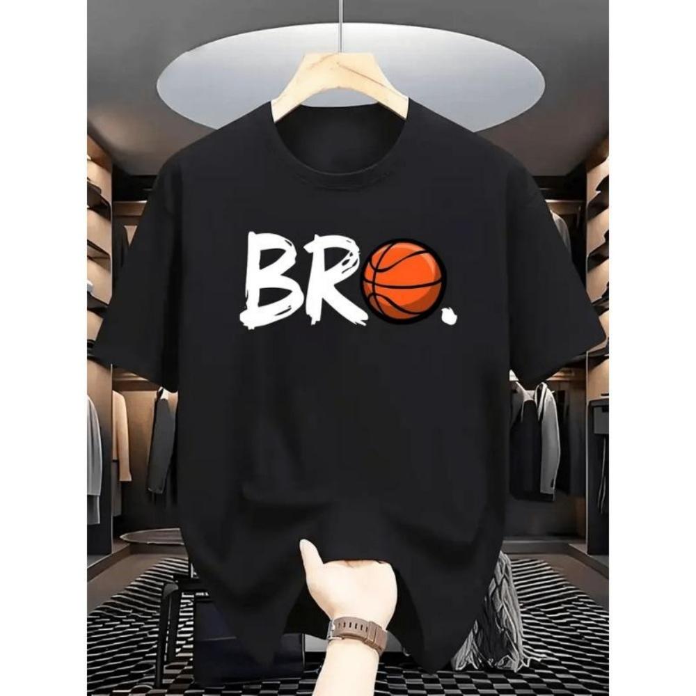 European Sizes Men s Printed T-Shirt Summer Loose Round Neck Versatile Fashion Top S