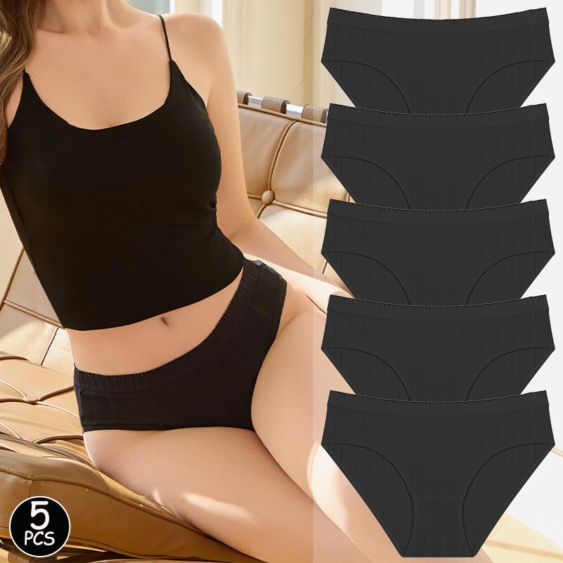 

5PCS/Set Skin Friendly Cotton Panties Low Waist Striped Comfortable For Women Underwear Breathable Without Buttocks Soft Lingeri XXL